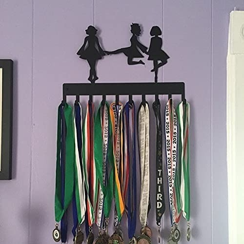 Irish Dance Trio of Dancers Medal Hanger Rack- 14.5 " W/ 10 Hooks Metal Wall Art