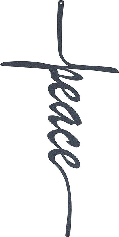 Metal Wall Art - Peace Cross - Metal Wall Art - Black