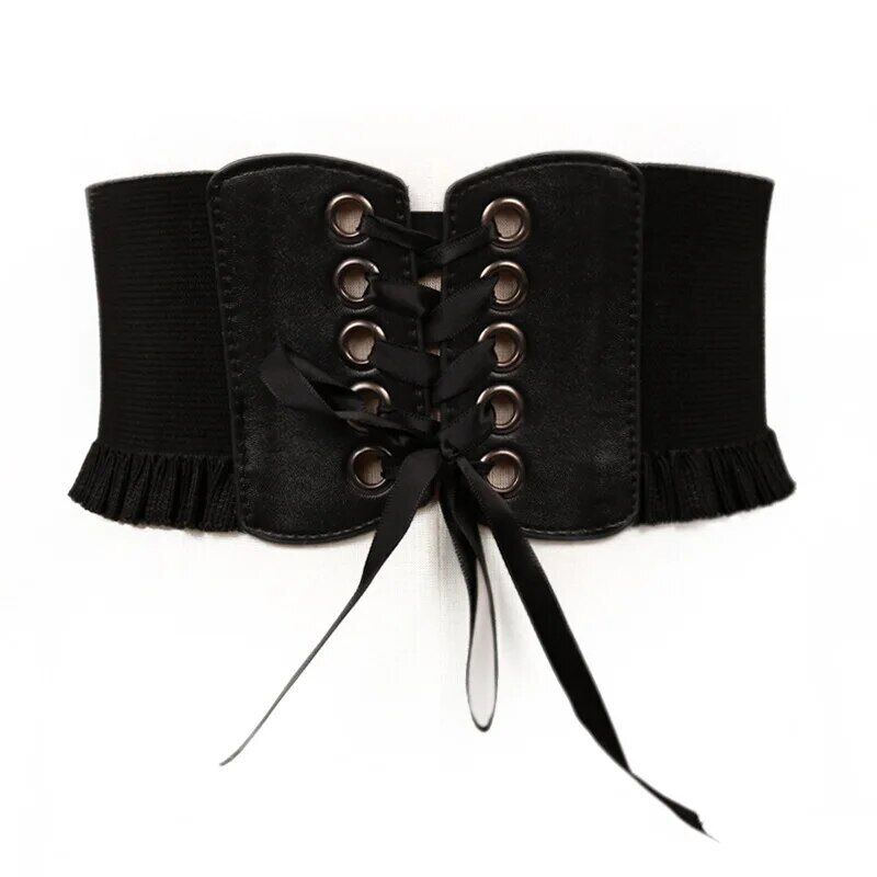 Women Wide Belt Canvas Fashion Dress Corset Waistband Elastic Cummerbund 60-80cm