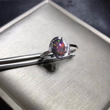 Natural Ethiopian Black Opal Gemstone Solid 925 Sterling Silver Women Rings