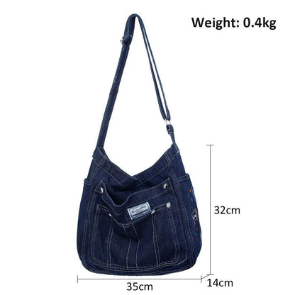 Women's Denim Tote Bag Adjustable Shoulder Crossbody Handbag Purse Gift