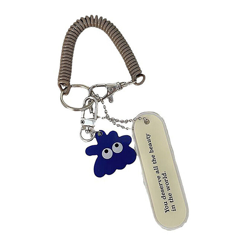 Cute Monster Acrylic Keychain Anti-Loss Spring Rope Pendant Bag Charm Decoration