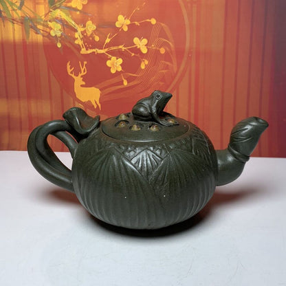 Vintage Chinese Yixing Purple Clay Teapot Zisha Ceramic Frog Lotus Teaware