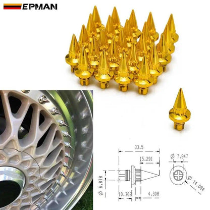 Car Plastic Wheel Cap 25pcs Tires Rim Spike Rivets Nuts Lip Screw Bolt Accessory