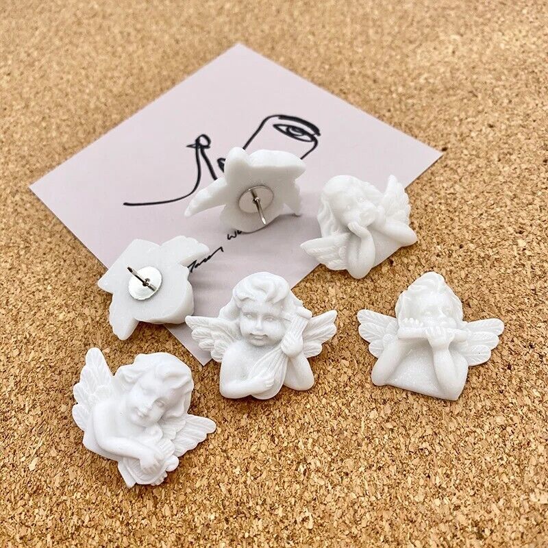 Message Board Push Pin 6Pcs Baroque Style Little Angel Map Thumbtacks Decoration