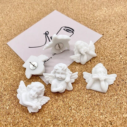 Message Board Push Pin 6Pcs Baroque Style Little Angel Map Thumbtacks Decoration