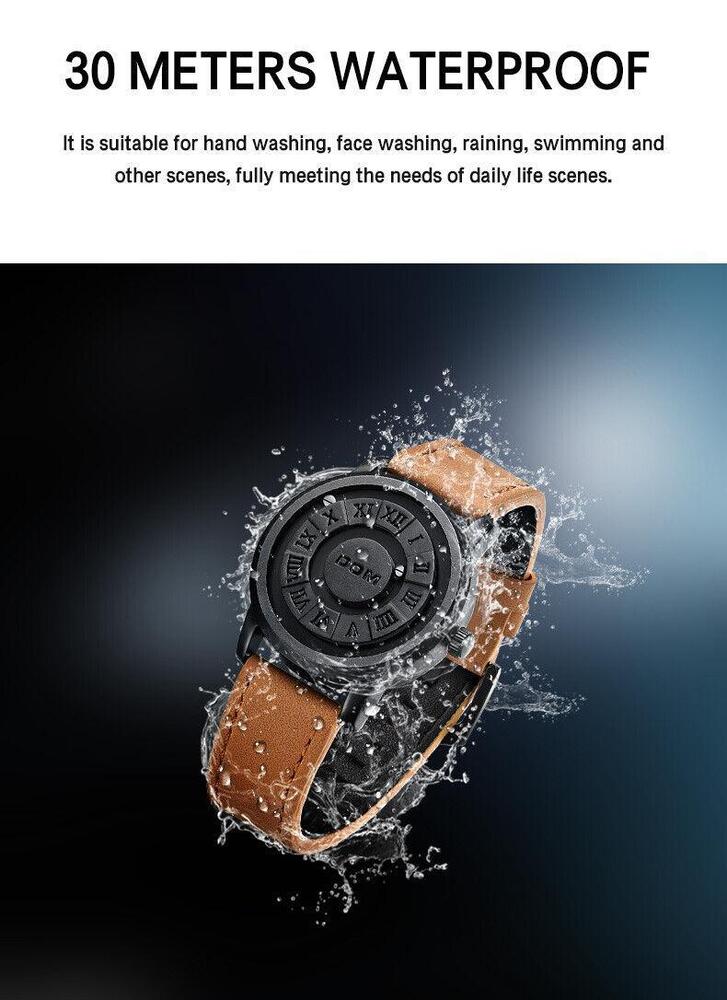 Mens Watch Magnetic Ball Bearing Wrist Watches Unique Stainless Steel Gift Uk