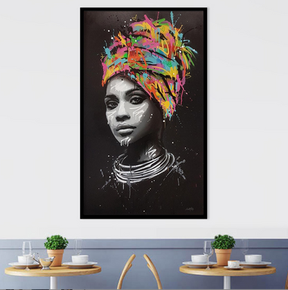 HD creative spray painting graffiti color headscarf canvas oil painting