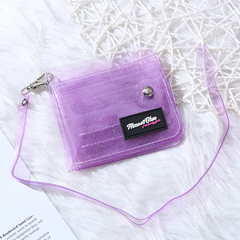 Transparent PVC Purse Card Bag Bus Card Cover Folding Wallet KidID Piece Set