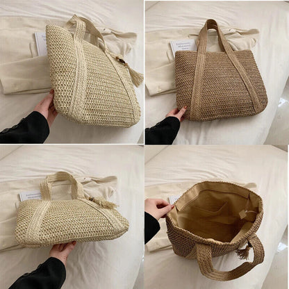 Weave Tote Summer Handbag Bohemian Shoulder Bag Women Ladies Travel Bag