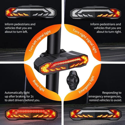 Bike Cargo Rack Tail Light with Turn Signals and Brake Light Wireless Bike