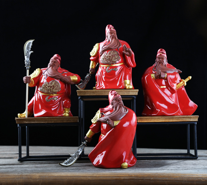 Yixing Ceramic Wu Caishen Guan Erye Zhaocai Guan Gong living room decoration Bog