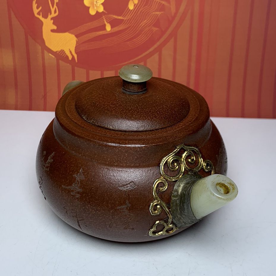 Vintage Chinese Yixing Purple Clay Teapot Zisha Flower Bird Collectible Nice Art
