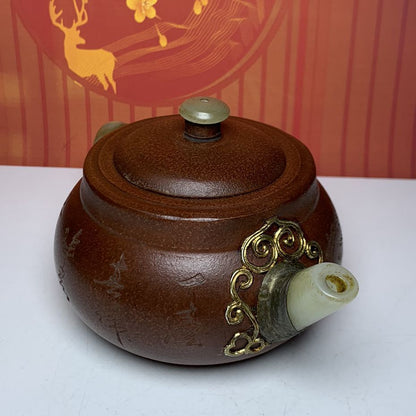 Vintage Chinese Yixing Purple Clay Teapot Zisha Flower Bird Collectible Nice Art