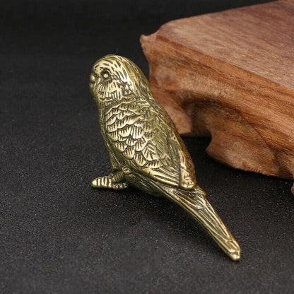 Metal Budgie Figurine Desk Ornament Statue Sculpture Parakeet Budgerigar Parrot