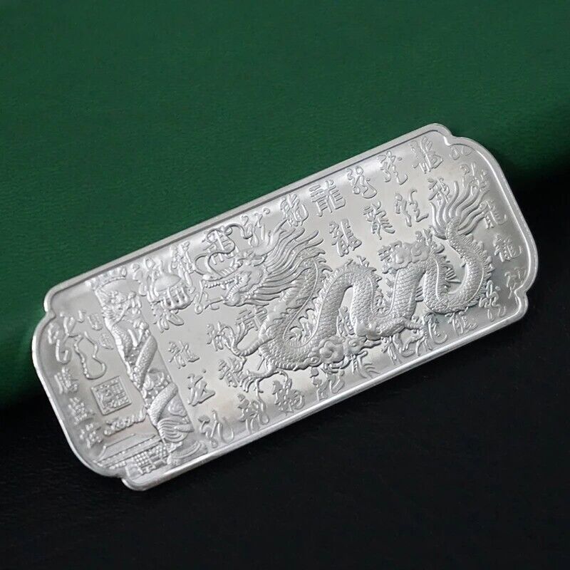 Commemorative Coins Metals Silver Plated Bar New Year Of The Dragon Zodiac 7x3cm