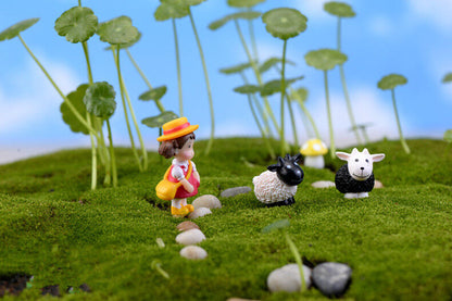 Mini 8pcs Goat Miniature Garden Lawn Ornament Decoration Figurine DIY Bonsai