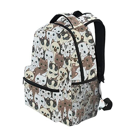 Cute Cat Backpack for Kids Cartoon Kitten Bookbag One Size,