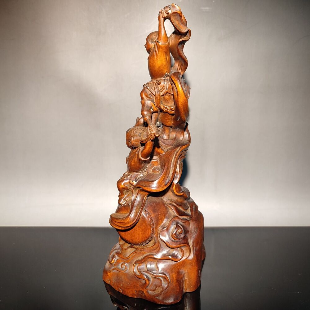 decorative sculpture happy children play drum dance anniversary gift carved wood