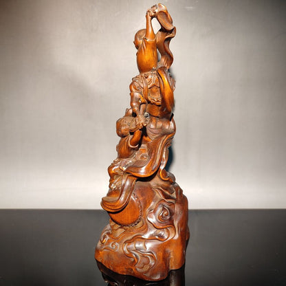 decorative sculpture happy children play drum dance anniversary gift carved wood