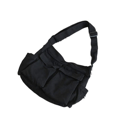 Large Capacity Shoulder Bag Canvas Bag School Messenger Bag Solid Color Fashion