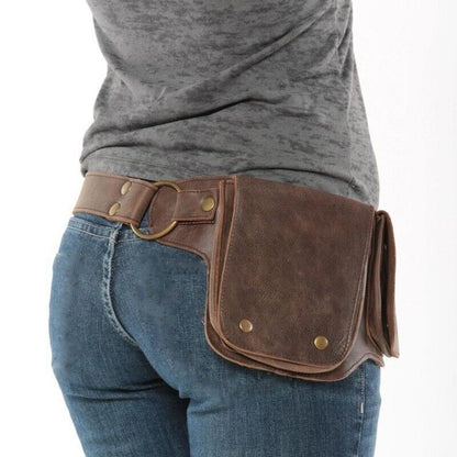 Men Women Medieval Steampunk Pu Leather Hip Belt Bag Pocket Waist Bag