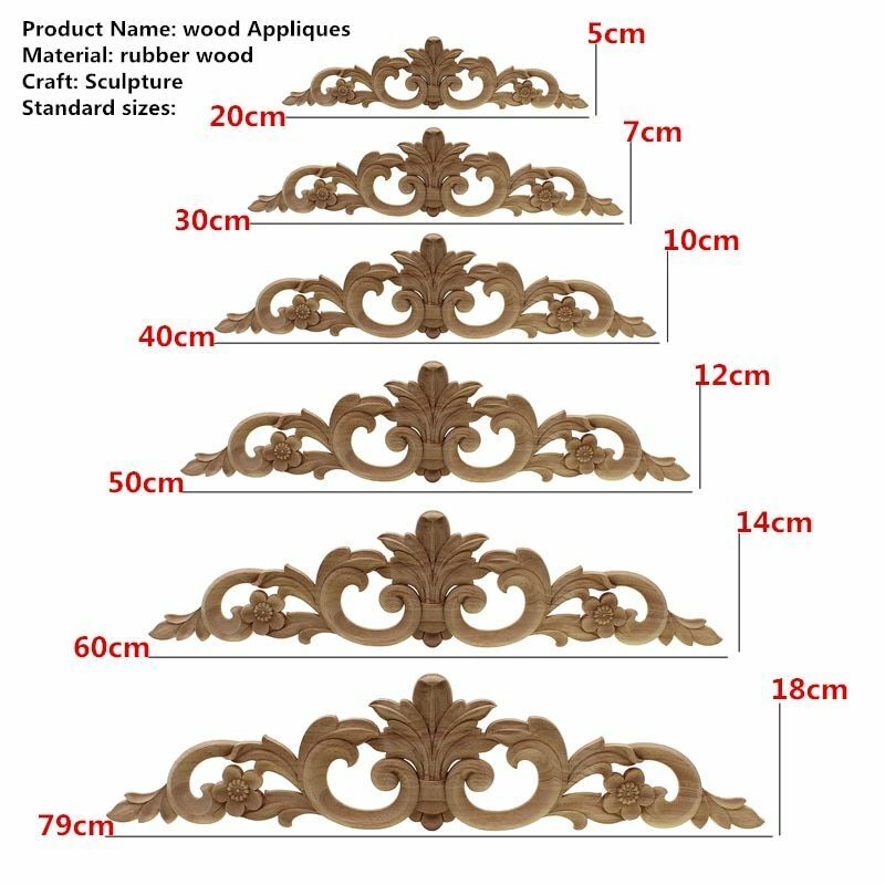 Natural Wood Appliques Furniture Cabinet Unpainted Wooden Carving Moulding Decal