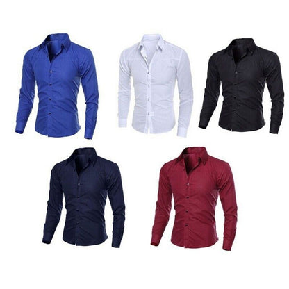 Men Dress Shirt Non Iron Long Sleeve Business Formal Regular Fit Office