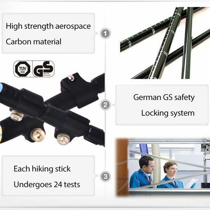 Carbon Fiber Walking Stick Hiking Pole Camping Hiking Telescopic Stick Trekking