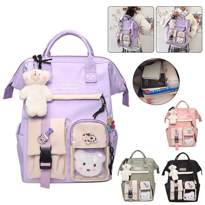 Large Teens Nylon Backpacks College School Bag Teenage Girl Cute Travel Rucksack