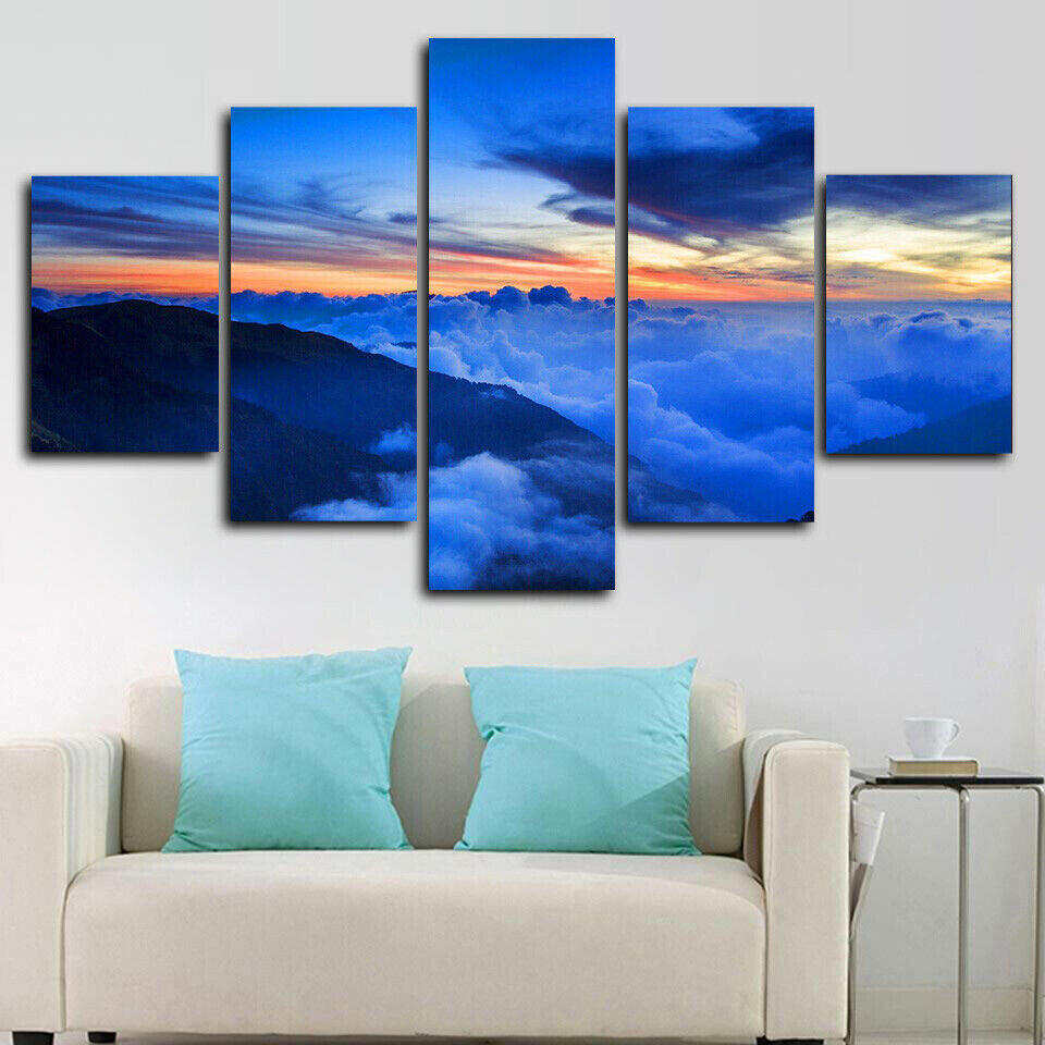 Sky Sunrise Earth 5 Panel Canvas Print Wall Art Poster Home Decoration