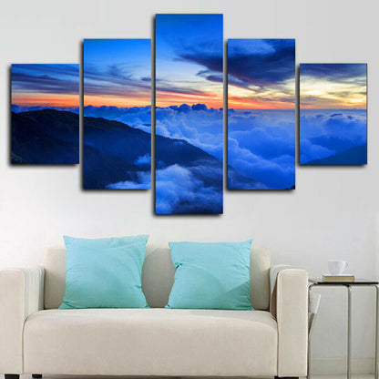Sky Sunrise Earth 5 Panel Canvas Print Wall Art Poster Home Decoration
