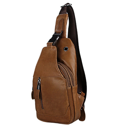 Men's Sling Backpack,100% Genuine Leather Chest bag Crossbody Bag Shoulder Bag