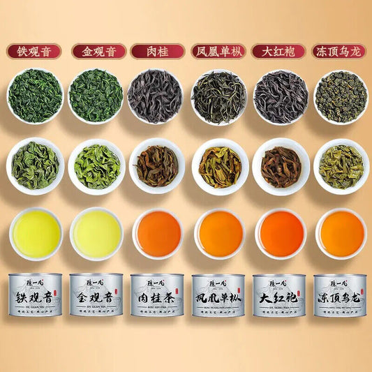 Six Chinese Specialty Oolong Tea Combinations 陈一凡六大乌龙组合 安溪铁观音凤凰单枞大红袍冻顶乌龙茶礼盒装450g