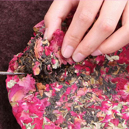 357g Rose Black Tea Yunnan Rose Tea Cake Chinese Flower Tea Women Slimming Tea