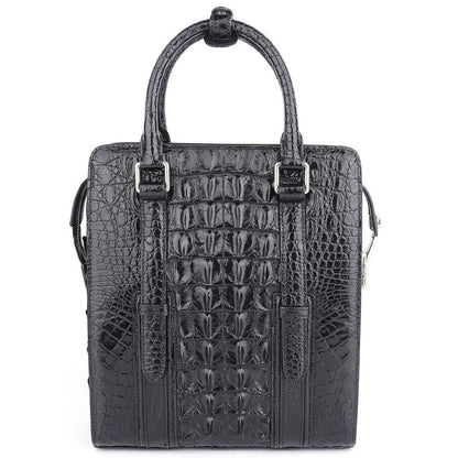 Handcrafted Crocodile Skin Leather 12" Men's Bags Luxury Password Lock Handbags