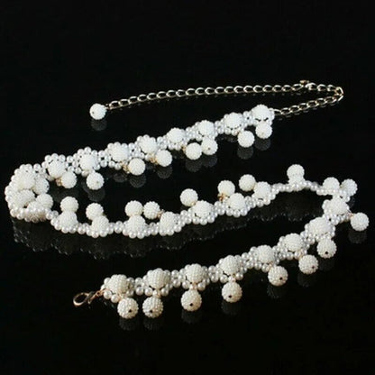 Women Belt Waist Chain Woven Summer Fashion Ladies Pearl Beads Dance Wear