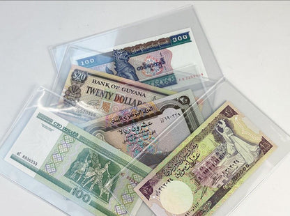 Paper Money Holder 5Pcs Clear Hard Plastic Clip Notes Bills Sleeve Bag 105x180mm