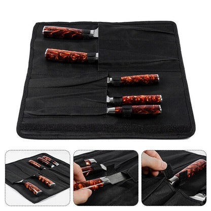Chefs 5pcs Knife Storage Bag Black Oxford Knives Organizer Storage Roll Bags US
