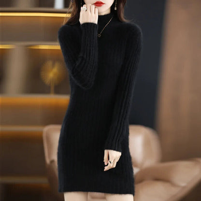 Women's 100% Pure Mink Cashmere Sweater Mink Fleece Dress Sweater Long
