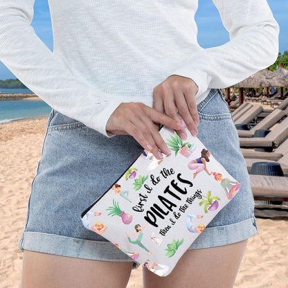 WZMPA Pilates Cosmetic Makeup Bag Yoga Gift first I do the pilates
