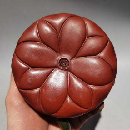 Chinese Yixing Purple Clay Teapot Zisha Ceramic Fine Frog Lotus Leaf Teaware Art