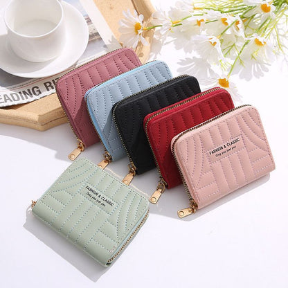 Embroidery Short Wallet Zipper Clutch Bag Small Coin Purse Credit ID Card Holder