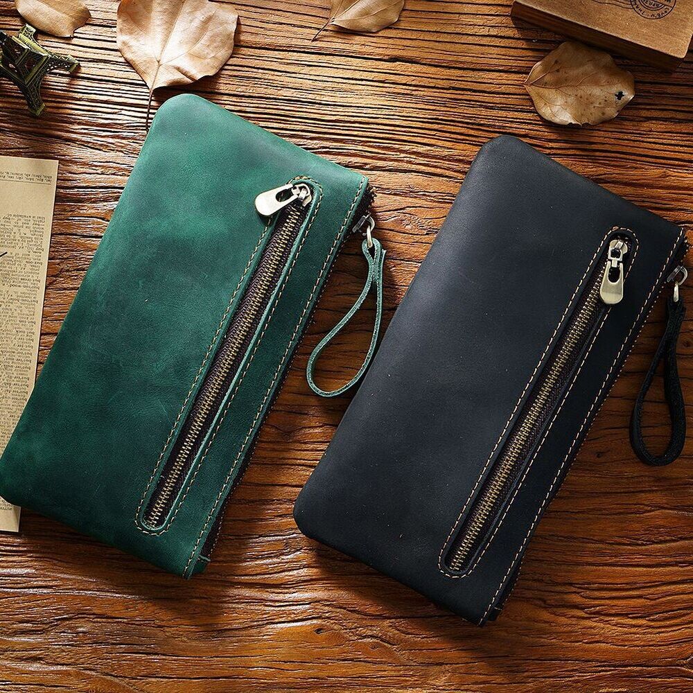 Handmade Cowhide Leather Fountain Pen Case, Pencil Case Stationery Storage Bag