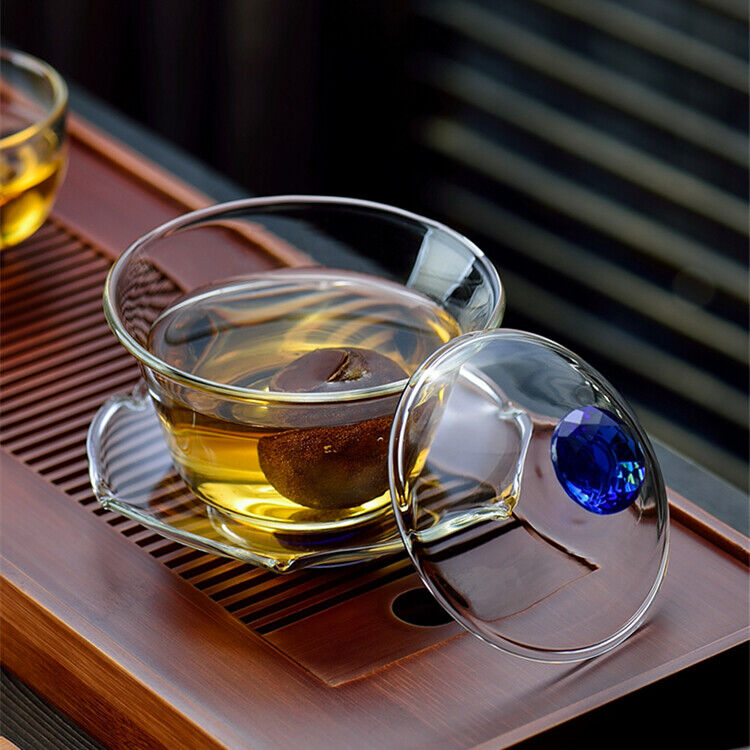 glass gaiwan Chinese cup bowl set handmade tureen kungfu tea brewer covered bowl