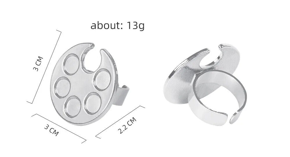 Nail Art Color Palette Alloy Mini Round Footprint Design Finger Ring Mixing Tray
