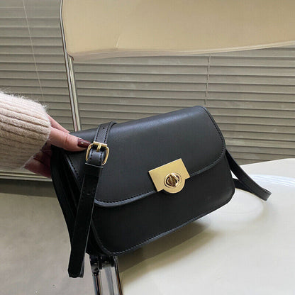 Women Bag Lock Ladies Shoulder Bag Messenger Bag PU Small Square Bag for Women