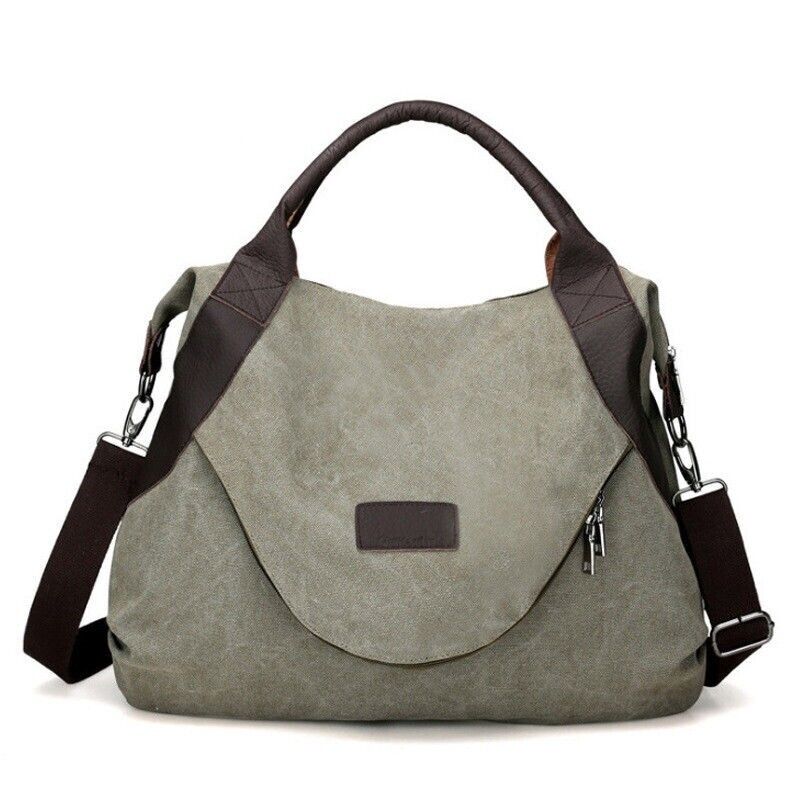 Women Ladies Large Pocket Casual Shoulder Cross body Handbags Canvas Leather Bag