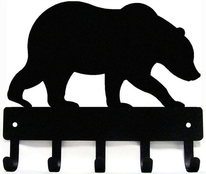 Bear #02 Key Rack Hanger - 6 inch Wide /Large 9 inch Wide Metal Wall Art