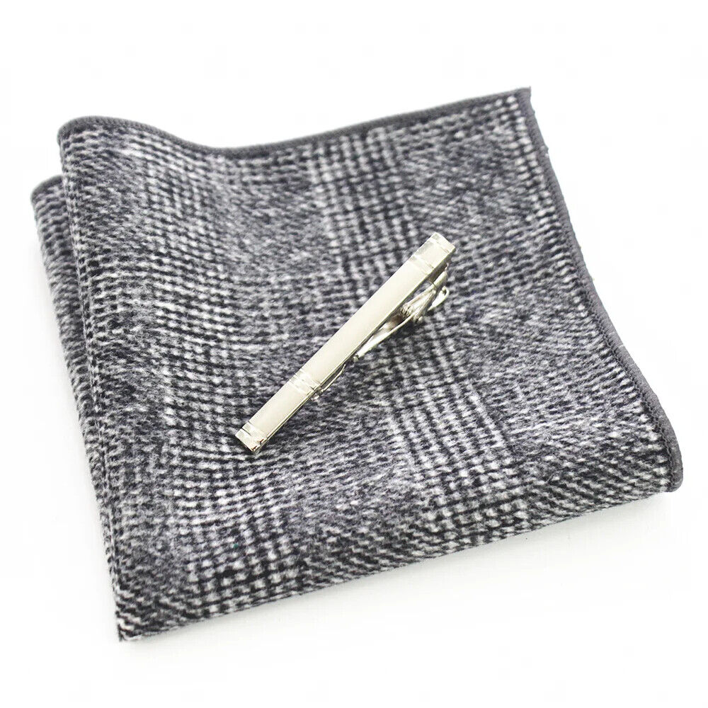 Men Necktie Set 3Pcs Clips Handkerchief Wool Gift Ties Suits Wedding Accessories